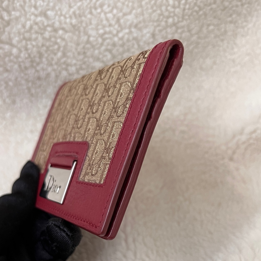 Auth Vintage Dior Oblique Logo Maroon Bi-Fold Card Case - Excellent Condition - Picture 8 of 9